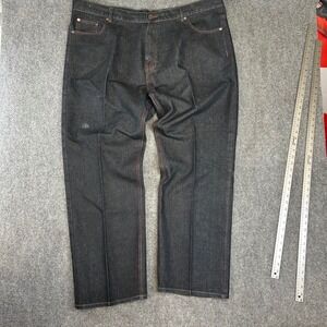 Chams Jeans Mens 48 Dark Wash Red Contrast‎ Stitch Embroidered Baggy Denim Pants
